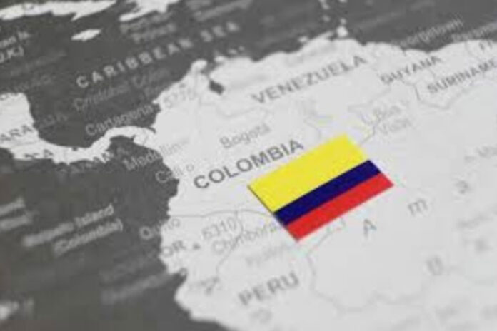 Bandera de Colombia en el mapa
